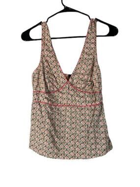 Gap Pink Multi Color Floral Mixed Print V-Neck Casual Tank Top Women Sz S